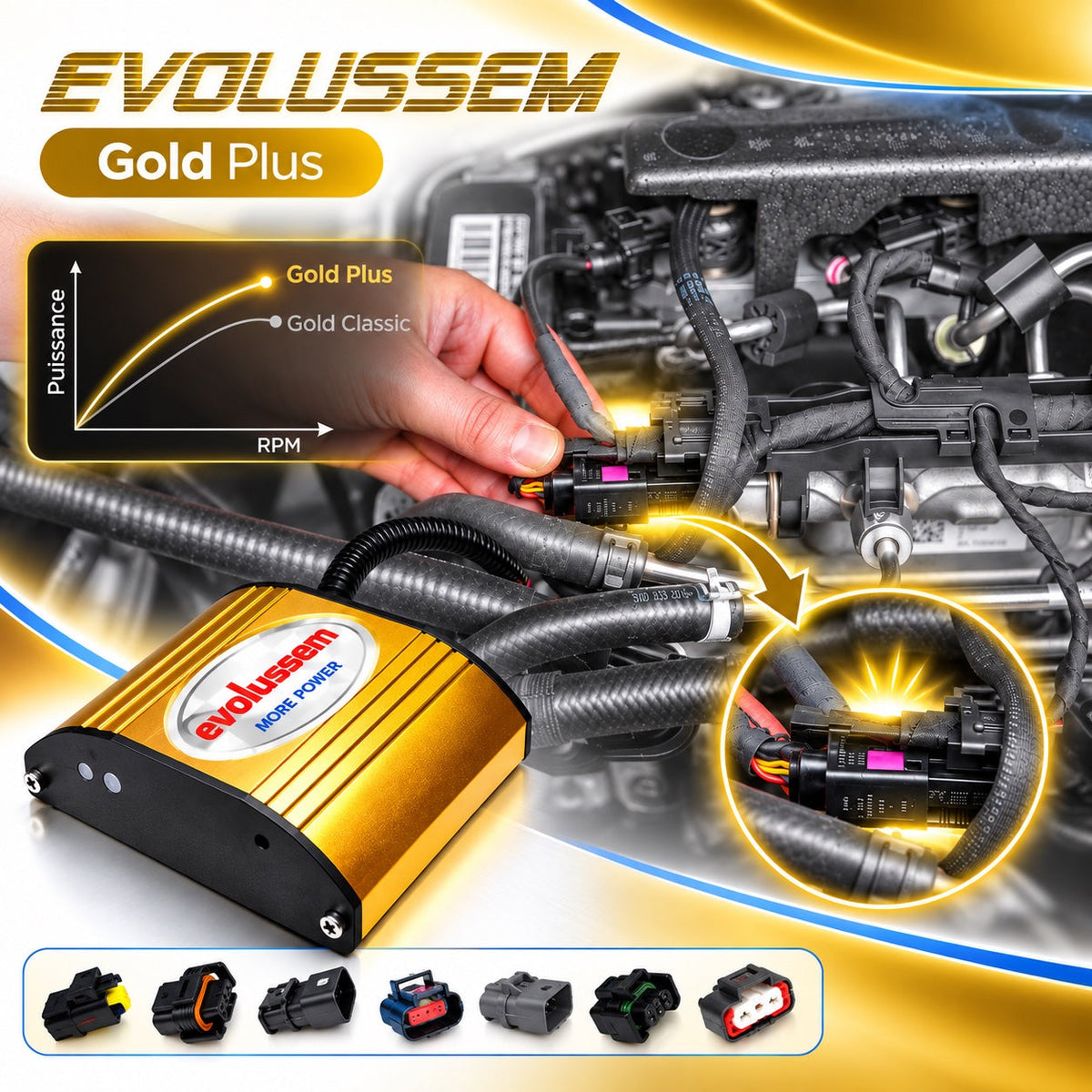 Centralina aggiuntiva Evolussem Booster 1 Gold Plus Audi A3 1.6 Tdi 105 Cv guadagno di +33Cv e +58Nm — immagine 2